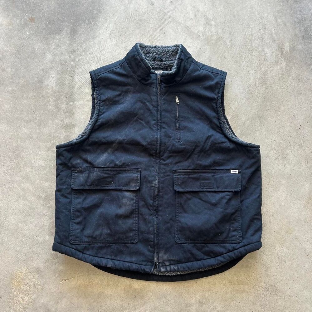 Lee Men's Black and Navy Gilet
